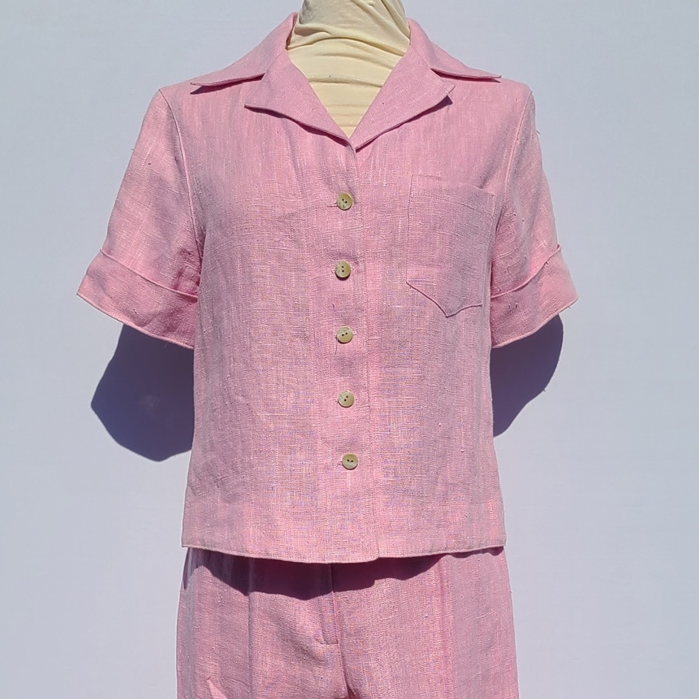Women's Harve Benard Pink Linen Two-Piece Set